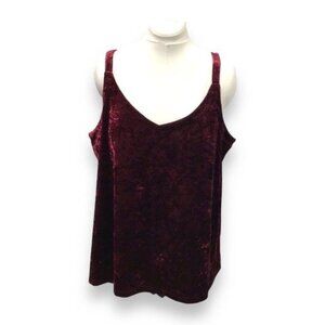 DEPT222 Women’s Crushed Velvet Sleeveless Top, Red, size 1X